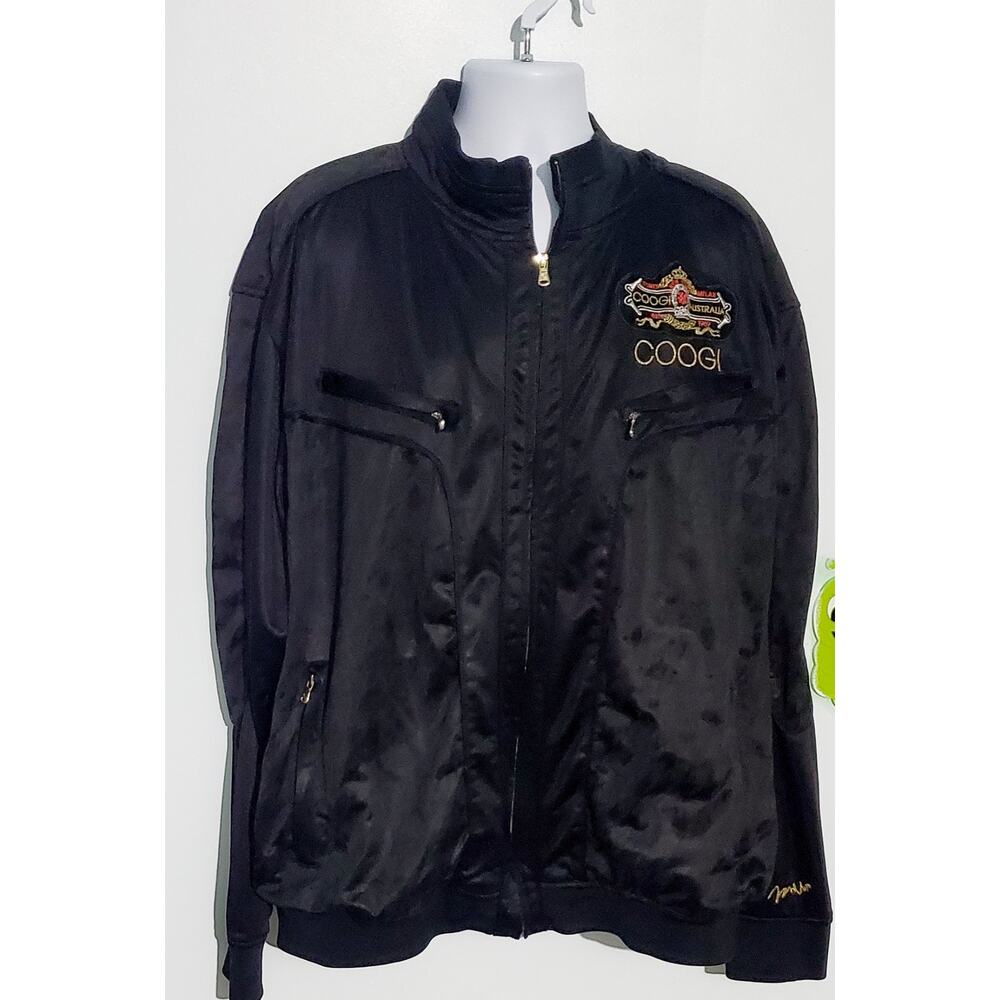 COOGIE Mens Black Track Jacket Size 4XL Dad 
Glam Streetwear Vegas